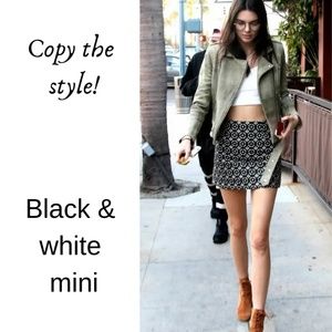 CLUB MONACO black white grid mini skirt XS